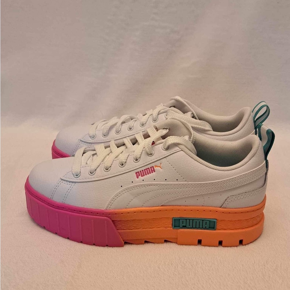 Puma Mayze Daybreak White/Pink Grade School Girls’ Shoe/Women’s 8.5 - Picture 2 of 9